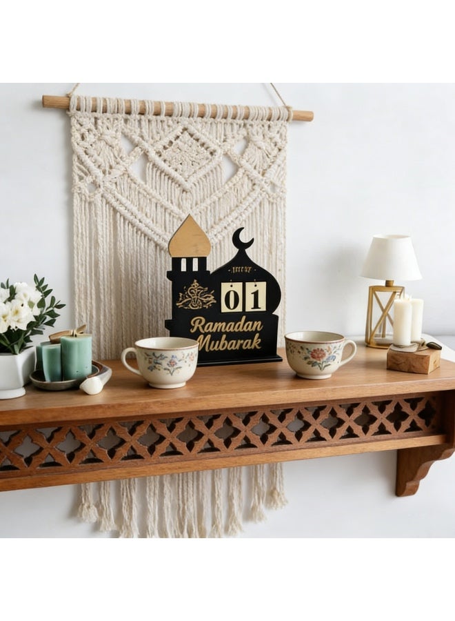 زينة رمضان | تقويم رمضان مصنوع من الخشب | تقويم رمضان للأطفال | تقويم عيد مبارك، تقويم العد التنازلي لرمضان DIY لمدة 30 يومًا - تقويم للمنزل - Image 3